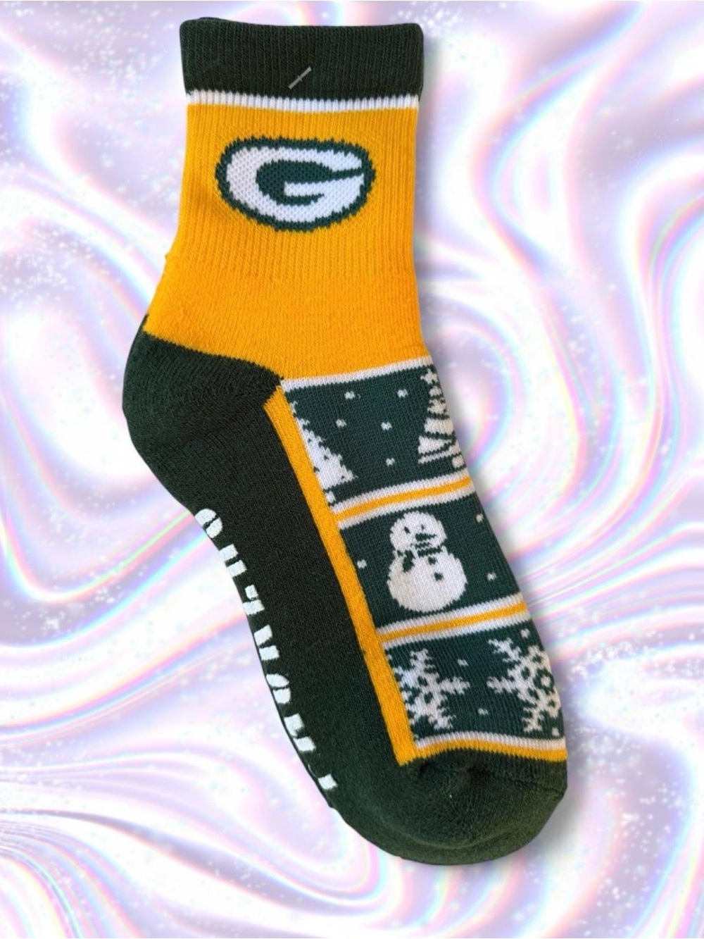 Green & Gold Team Logo Holiday Socks - Men